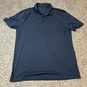 Lululemon Mens Polo Shirt Short Sleeve Navy Blue Golf Athletic Size M L 21x28